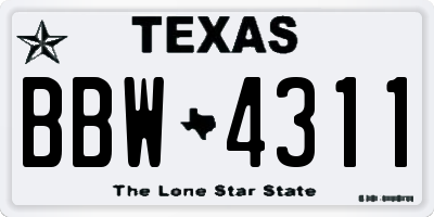 TX license plate BBW4311