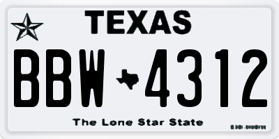 TX license plate BBW4312