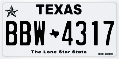 TX license plate BBW4317