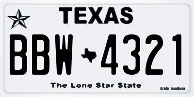 TX license plate BBW4321