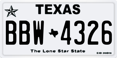 TX license plate BBW4326