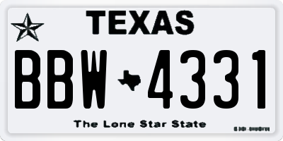 TX license plate BBW4331