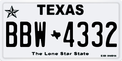 TX license plate BBW4332