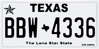 TX license plate BBW4336