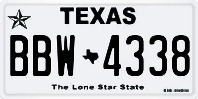 TX license plate BBW4338