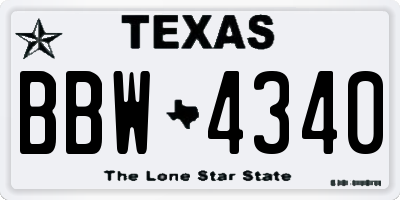 TX license plate BBW4340
