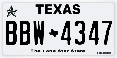 TX license plate BBW4347