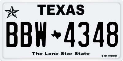 TX license plate BBW4348