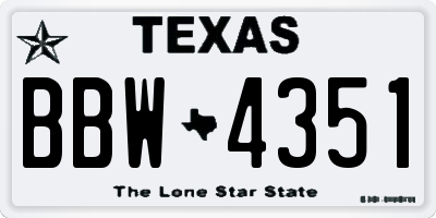 TX license plate BBW4351