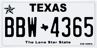 TX license plate BBW4365