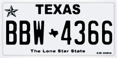TX license plate BBW4366