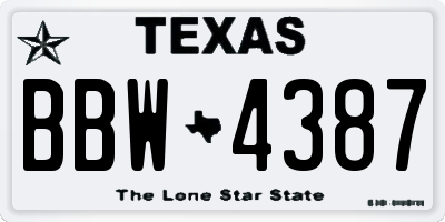 TX license plate BBW4387