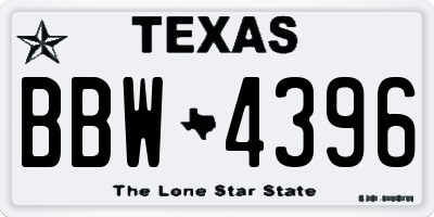 TX license plate BBW4396