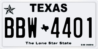 TX license plate BBW4401