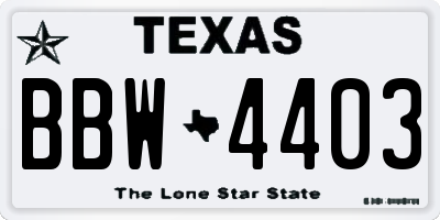 TX license plate BBW4403