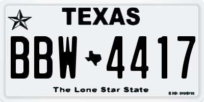TX license plate BBW4417