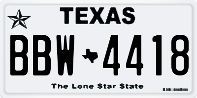 TX license plate BBW4418