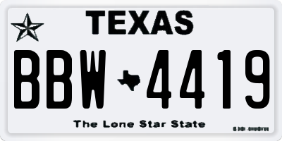 TX license plate BBW4419
