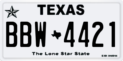 TX license plate BBW4421