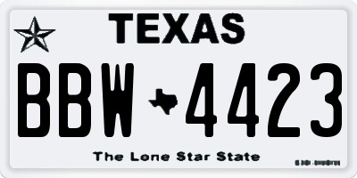 TX license plate BBW4423