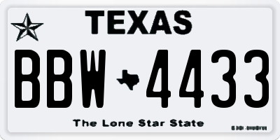 TX license plate BBW4433