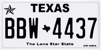 TX license plate BBW4437