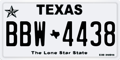 TX license plate BBW4438