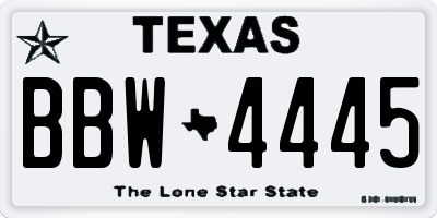 TX license plate BBW4445