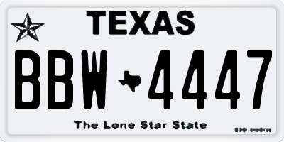 TX license plate BBW4447