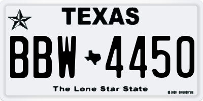 TX license plate BBW4450