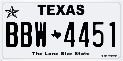 TX license plate BBW4451