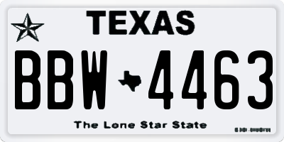 TX license plate BBW4463