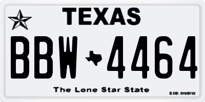 TX license plate BBW4464