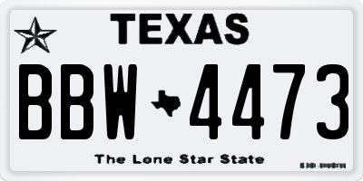TX license plate BBW4473
