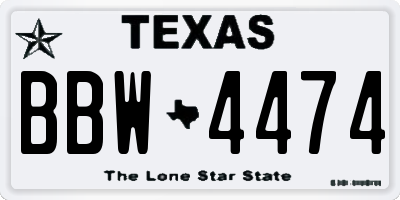 TX license plate BBW4474