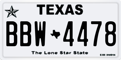 TX license plate BBW4478