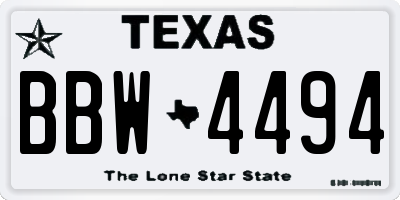 TX license plate BBW4494