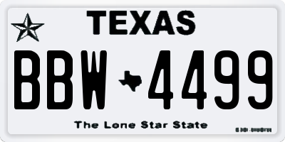 TX license plate BBW4499