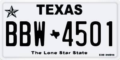TX license plate BBW4501