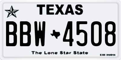 TX license plate BBW4508