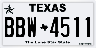 TX license plate BBW4511