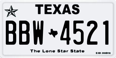 TX license plate BBW4521