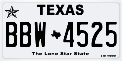 TX license plate BBW4525