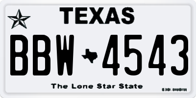 TX license plate BBW4543