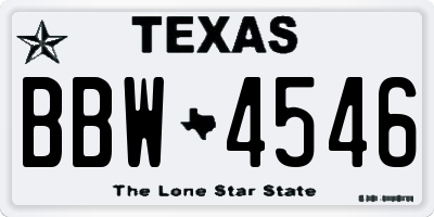 TX license plate BBW4546
