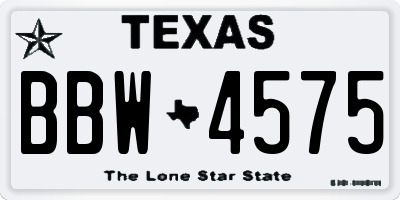 TX license plate BBW4575