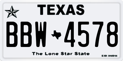 TX license plate BBW4578