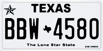 TX license plate BBW4580