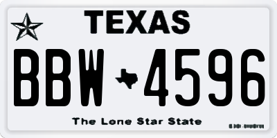 TX license plate BBW4596