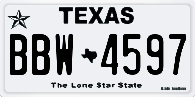 TX license plate BBW4597
